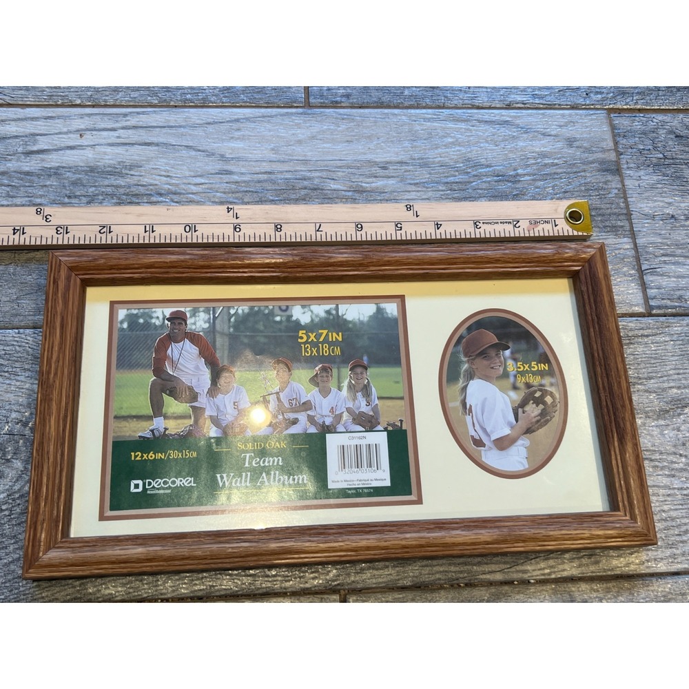 Decorel Solid Oak Team Wall Frame‎ Vintage NWT Wood Rectangle 5 x 7 Retro Photo